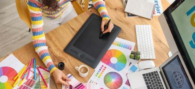 Design student working on a project