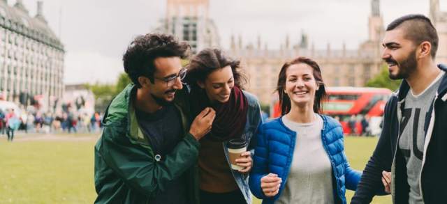 Students hanging out in London