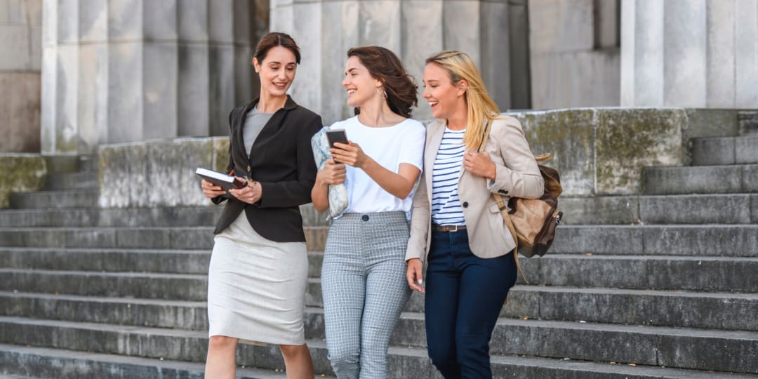 Law students on law school campus