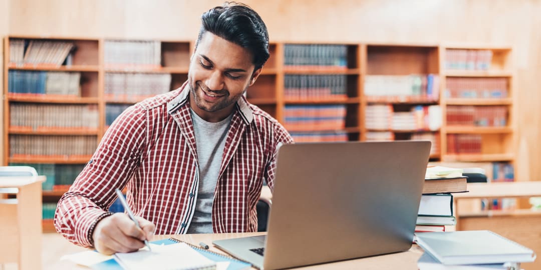 PhD student in the library
