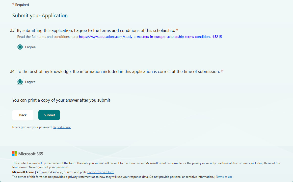 Application for final