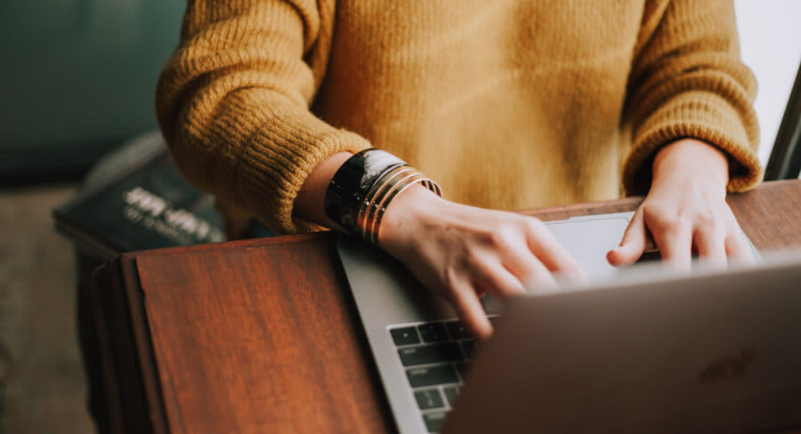 girl at computer typing