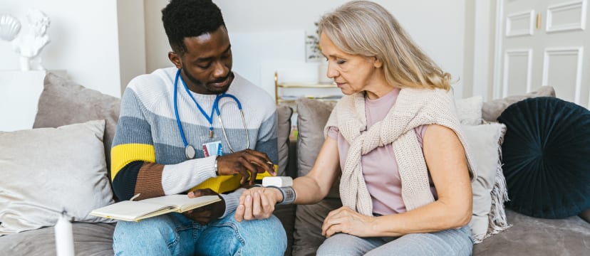 medical volunteer and patient