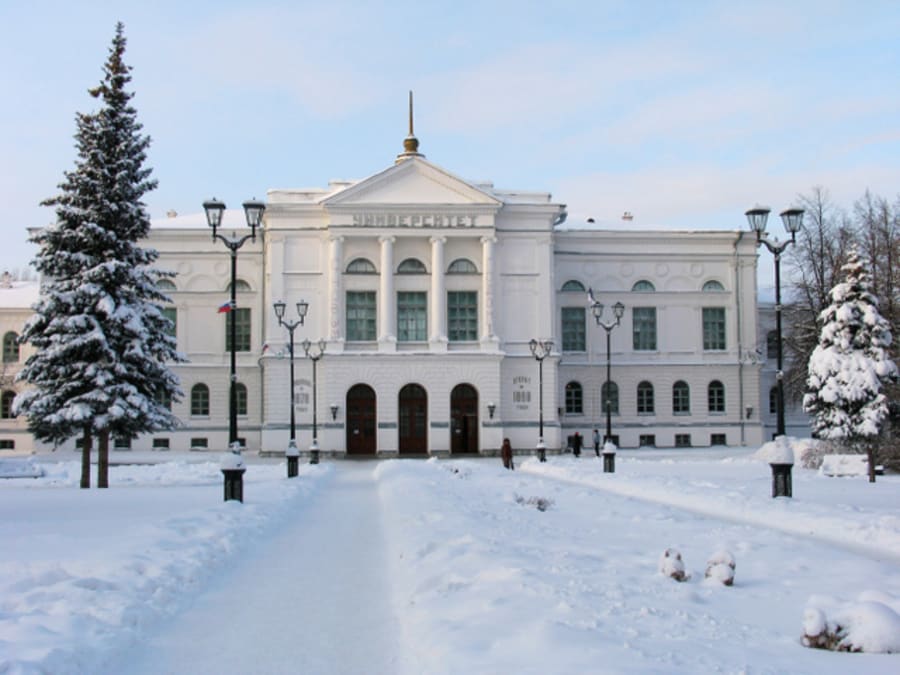 Winter roud to the Tomsk state university. Russian federation. Siberia.