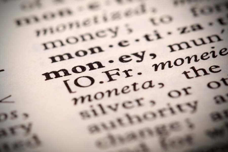 The word "Money" in a dictionary