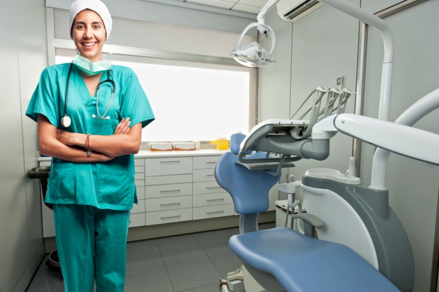 portrait of dentist doctor smiling