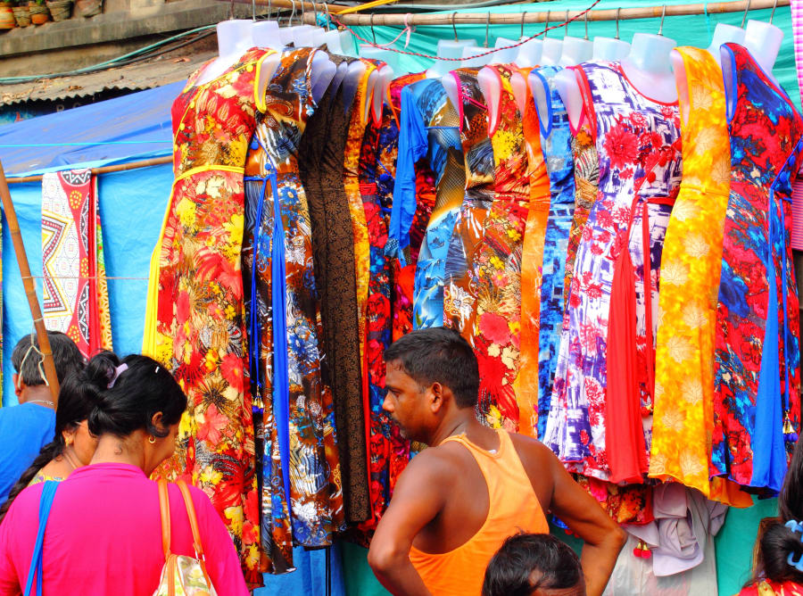 Whole sale garment market in full throttle at Kolkata, India prior to Eid