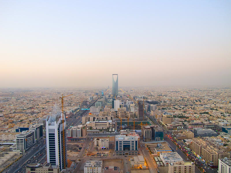 RIYADH - DECEMBER 22: Kingdom tower on December 22, 2009 in Riyadh, Saudi Arabia. Kingdom tower is a business and convention center, shoping mall and one of the main landmarks of Riyadh city
