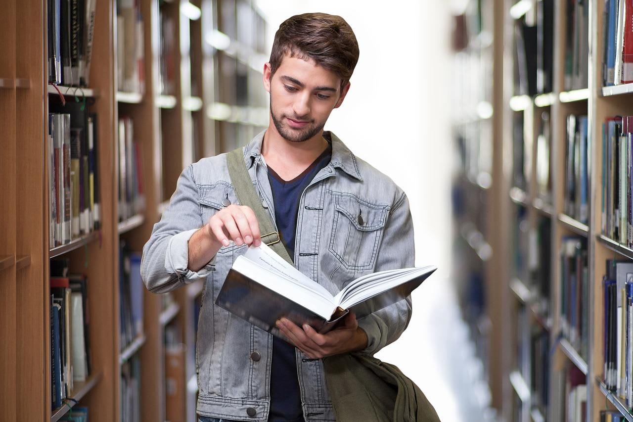 student, library, books