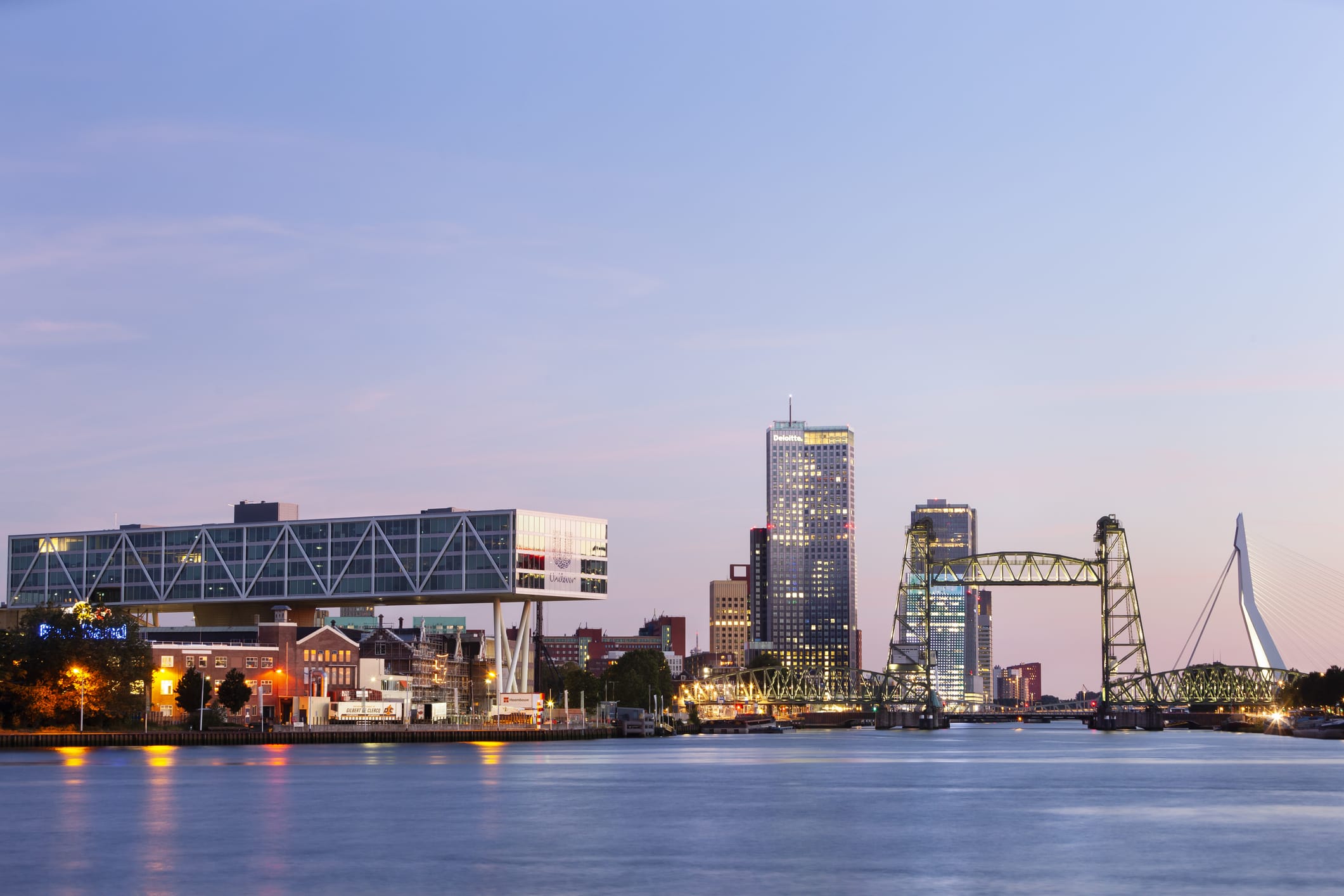 Twilight cityscape of Rotterdam