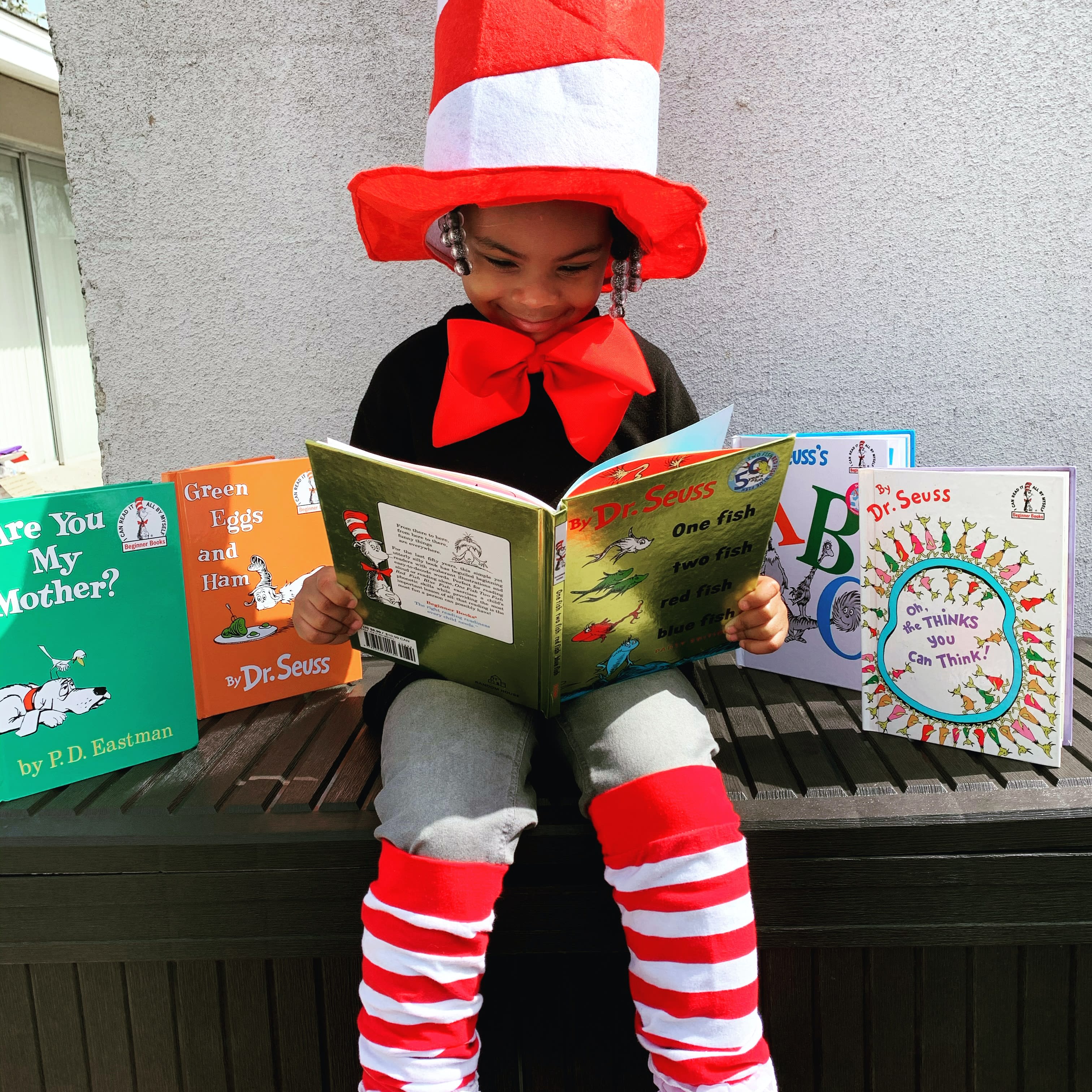 My Daughter for Dr.Suess week! She loves reading and me too!