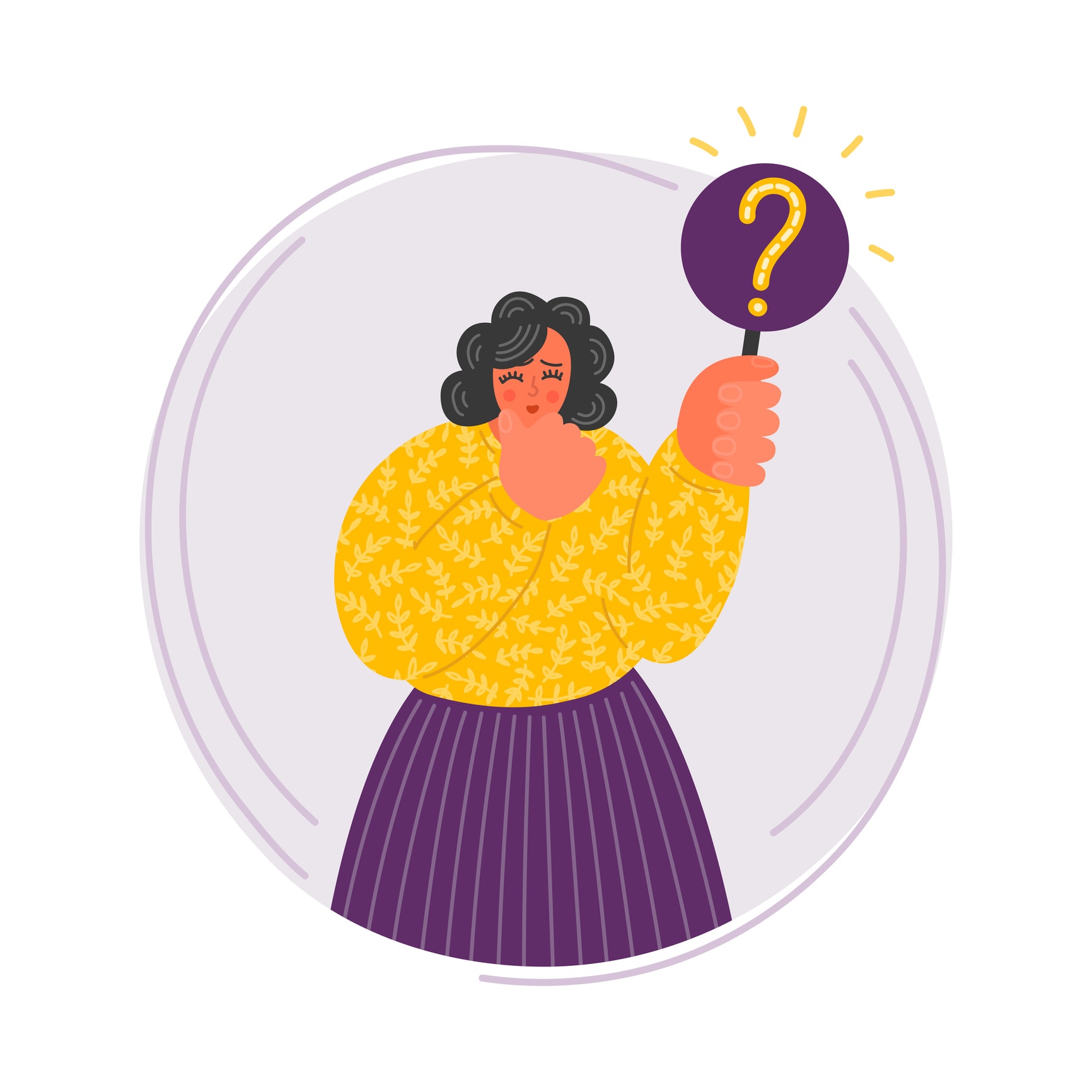 Woman holding question mark