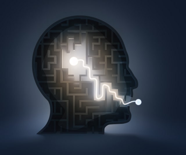Maze inside a head - from brain to speech