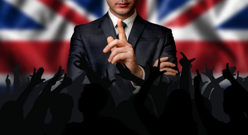 British candidate speaks to the people crowd - election in United Kingdom