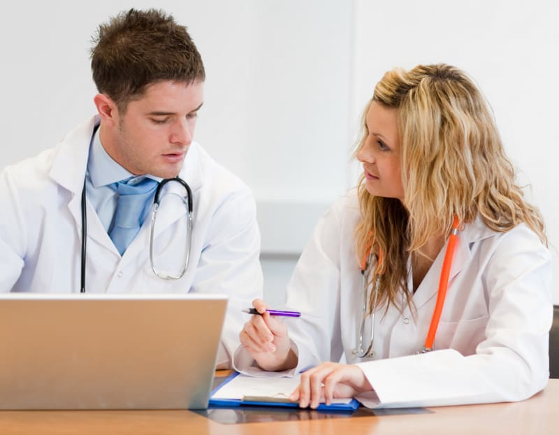 Two doctors working together