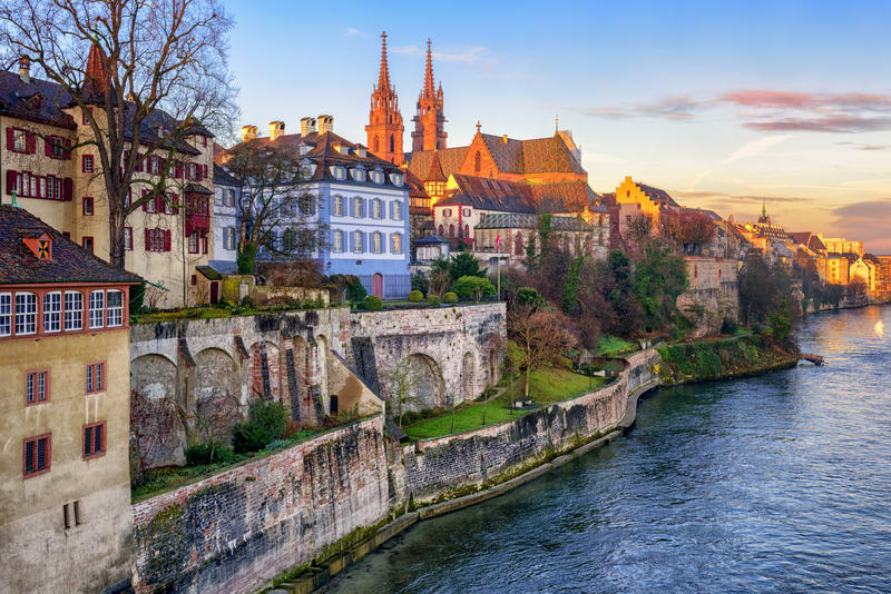 Old town of Basel with Munster cathedral, Switzerland