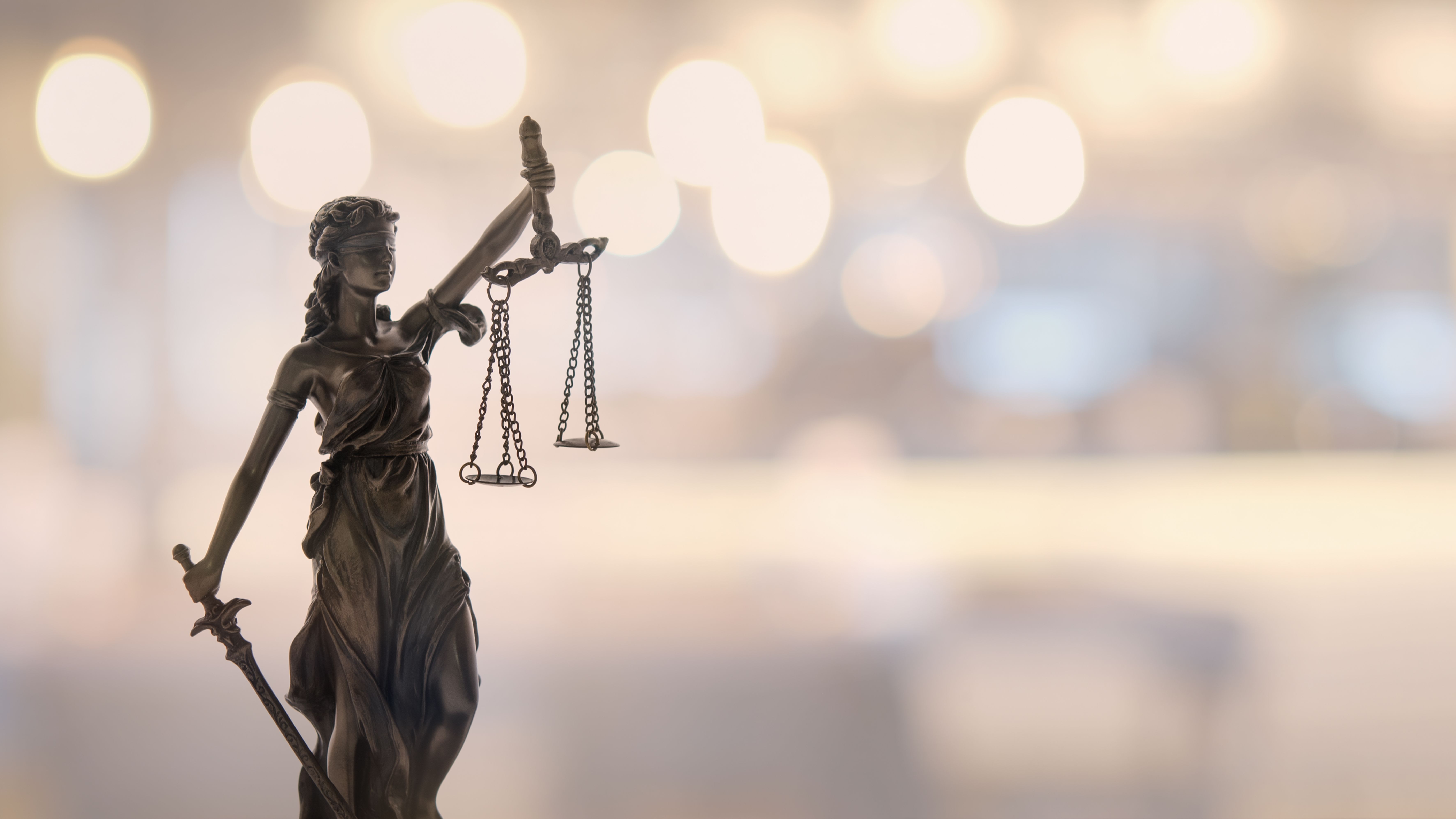 lady justice with bokeh background