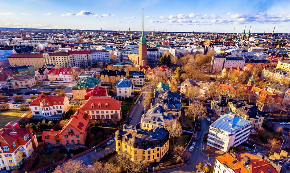 Birds-eye view of Helsinki
