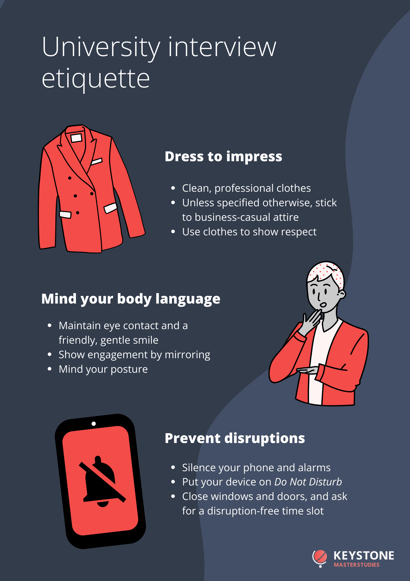 What to wear to a university interview - infographic