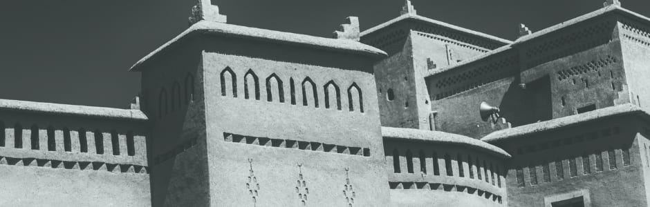 Moroccan building in black and white