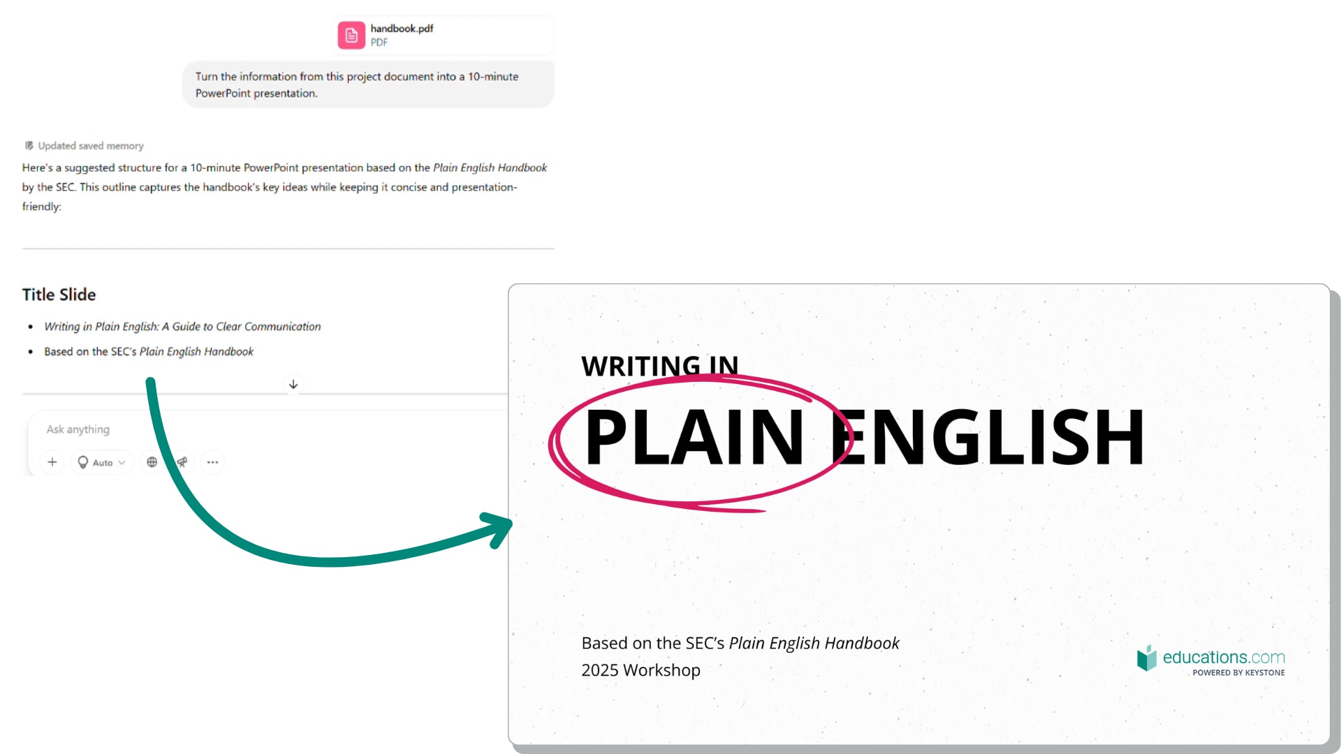 Creating a presentation out of a document - educations.com