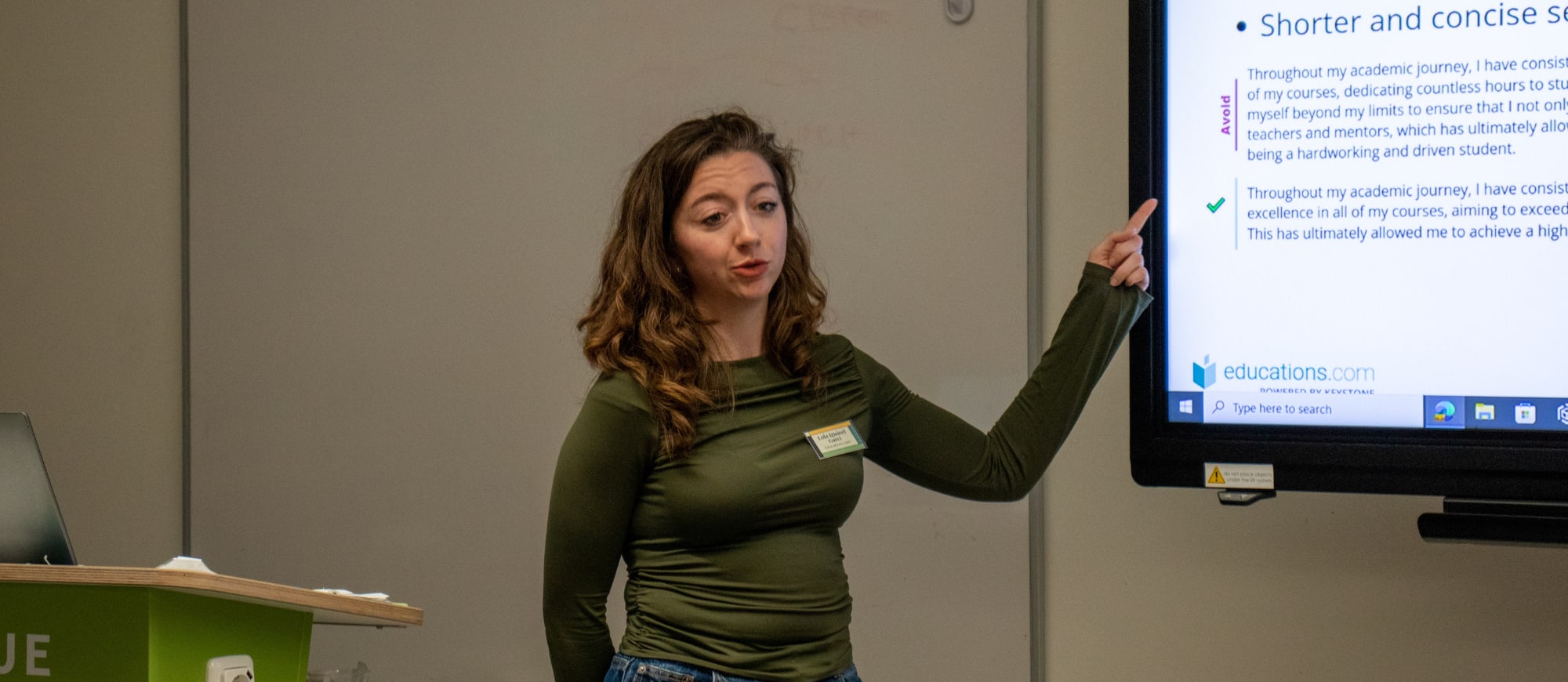 Lola from educations.com giving a presentations