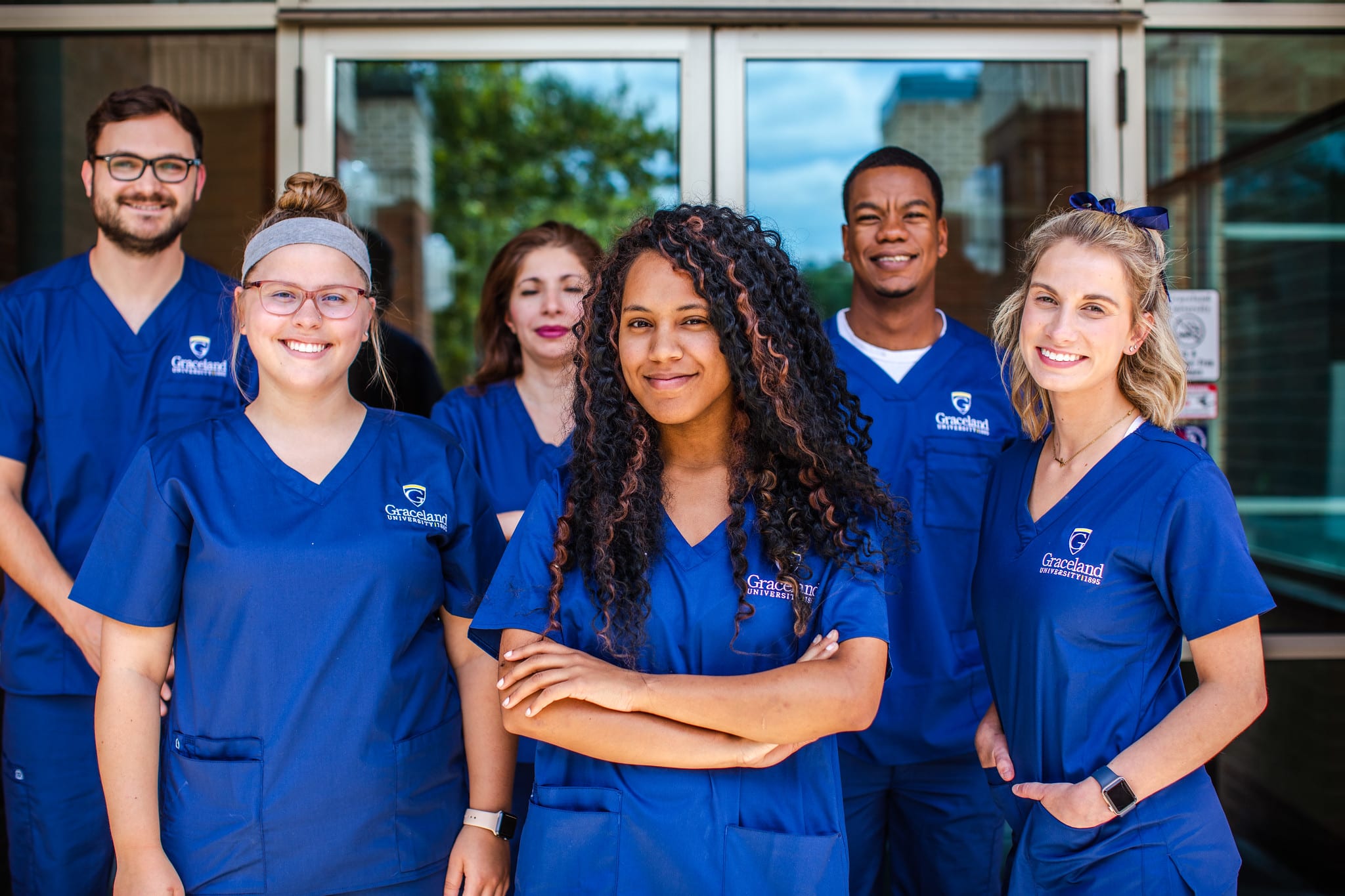 Group of nurses in Graceland nursing scrubs