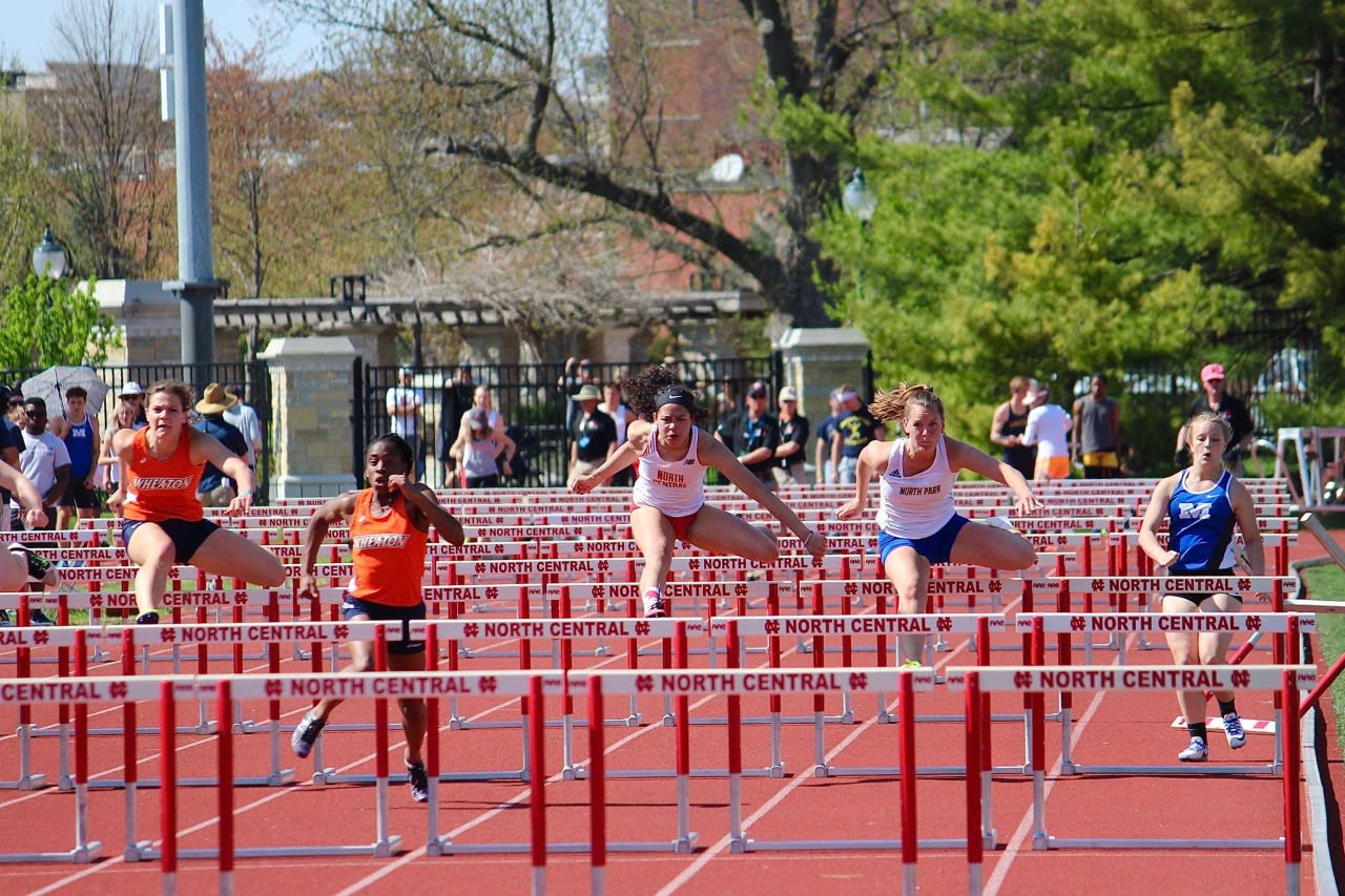 College athletes track and field - hurdles