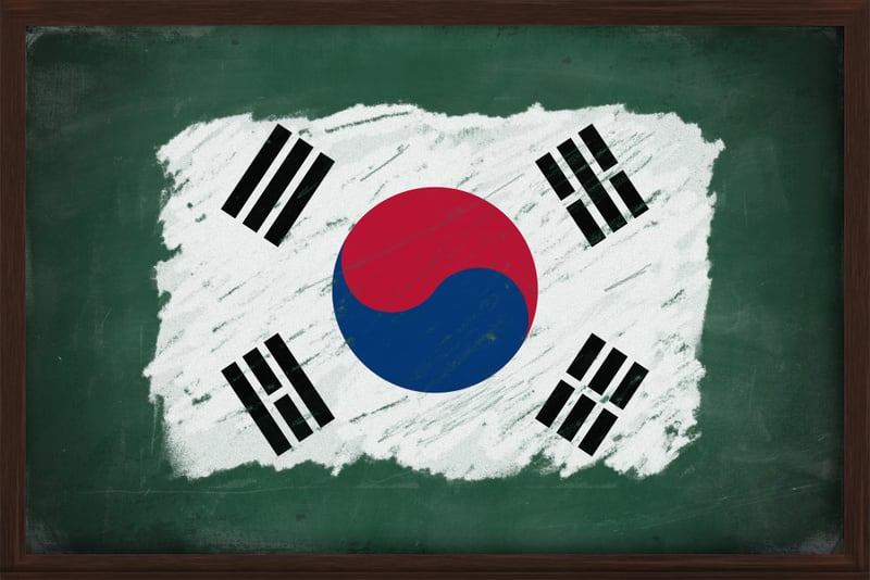 South Korea flag painted with color chalk on old blackboard