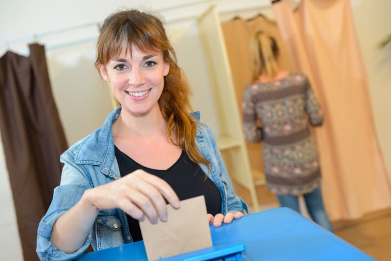 Woman voting