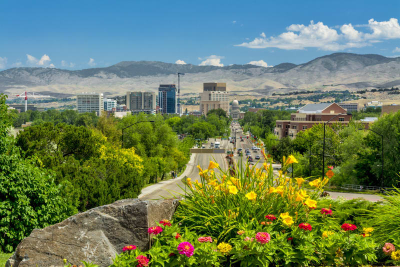 View down a main steet of Boise Idaho Capital