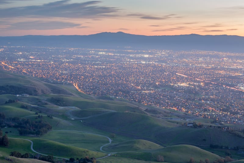 Silicon Valley and Green Hills at Dusk. Monument Peak, Ed R. Lev