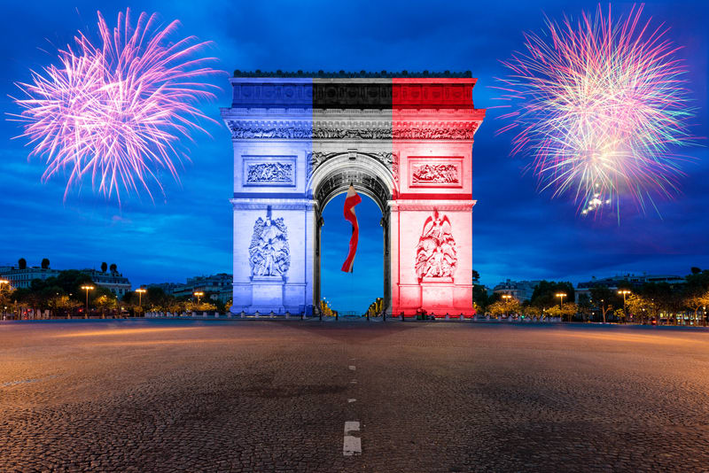 Arc de Triomphe Paris and Champs Elysees in France