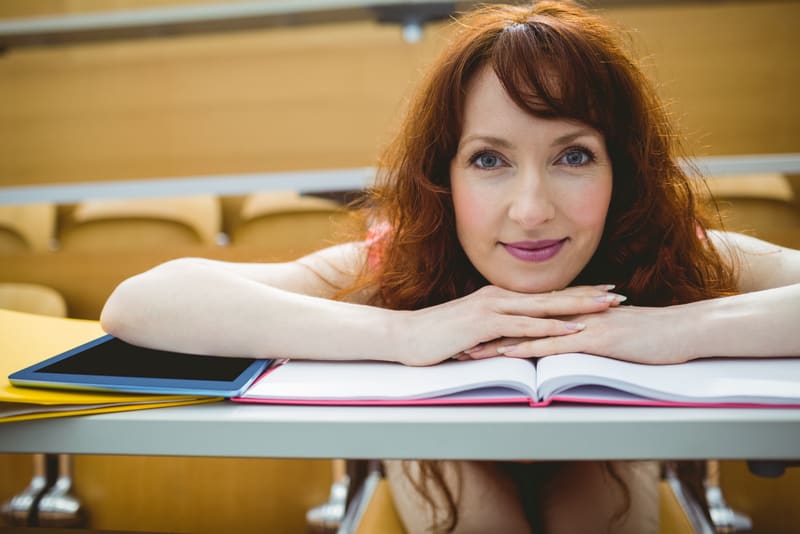 Mature student in lecture hall