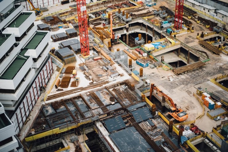 Boven de bouwplaats bekijken View Above Construction Site
