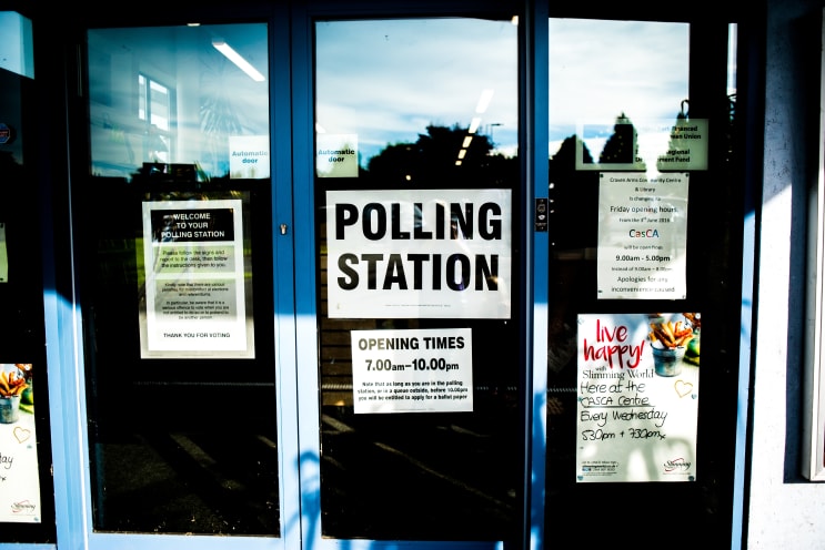 Polling station sign door Polling station sign door
