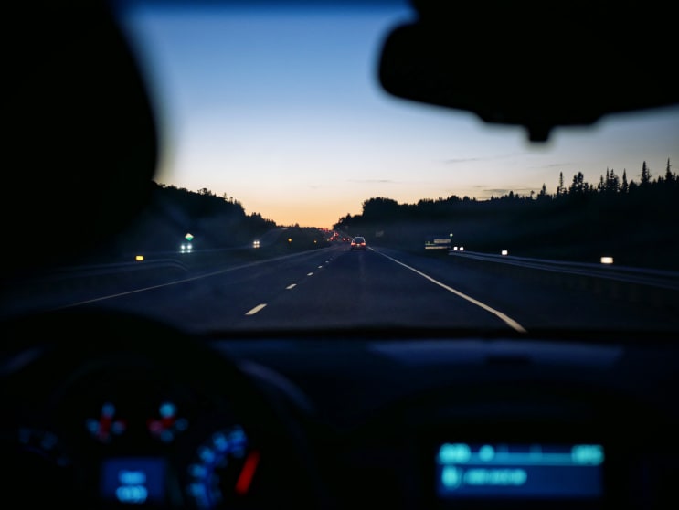 Evening car trip Evening car trip