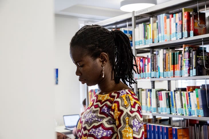 Student in the library